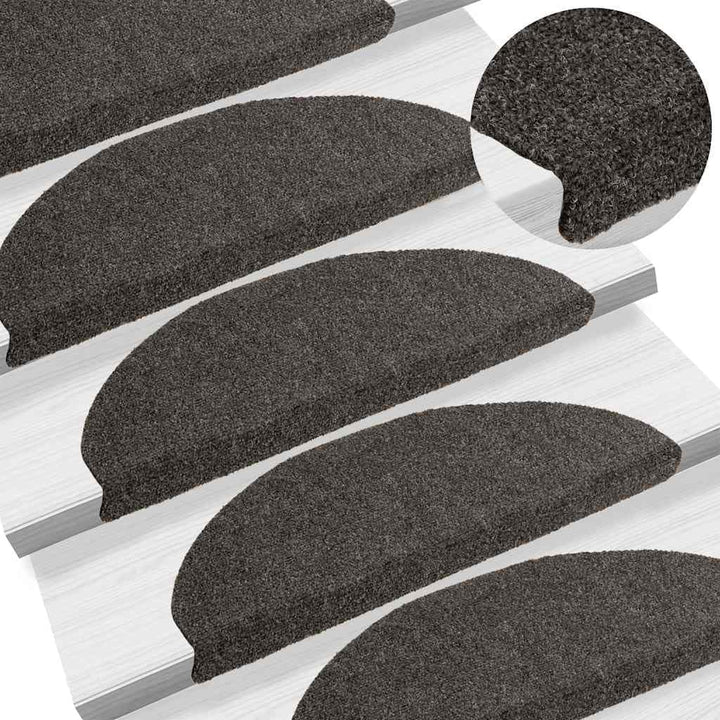 vidaXL Stufenmatten Selbstklebend 15 STK. 65x21x4 cm Anthrazit Halbrund Gross