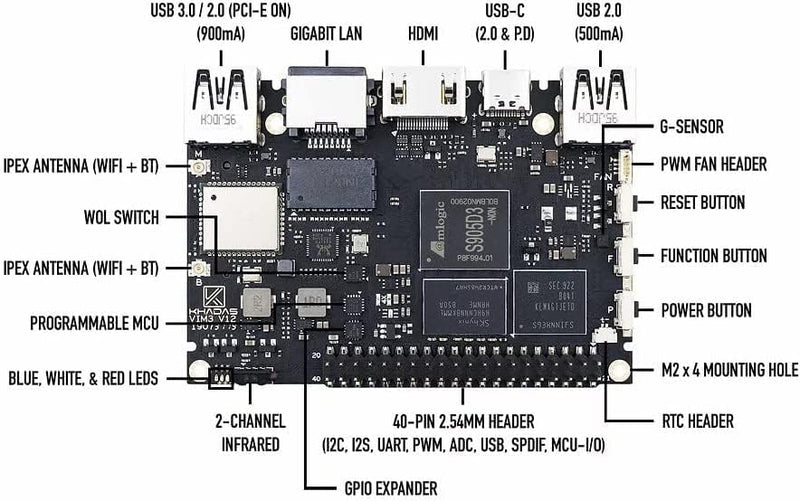 khadas VIM3L Amlogic S905D3 12 nm Prozess für niedrige Hitze und hohe Effizienz (VIM3L), VIM3L