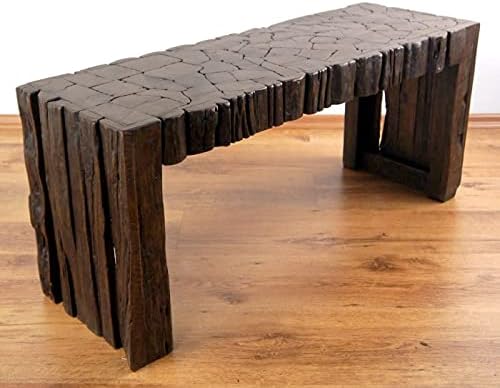 livasia Sitzbank Teakholzbank Holzbank, Beistelltisch (Handarbeit) (90x31cm), 90x31cm