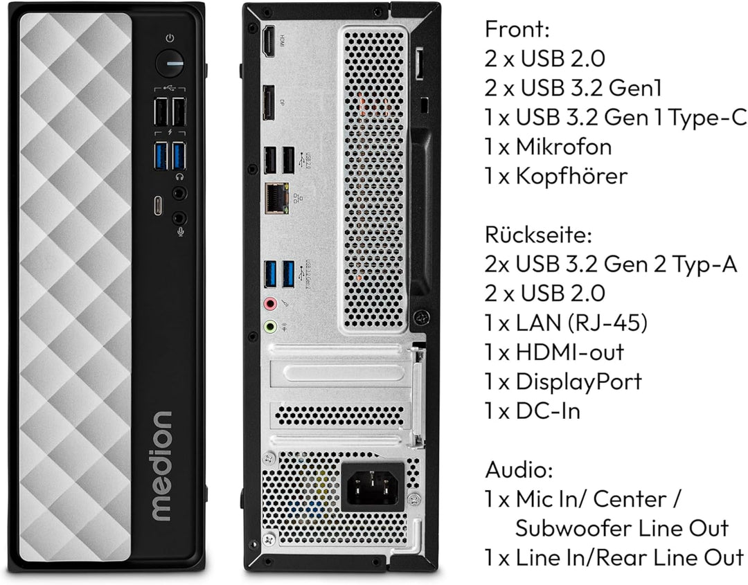 MEDION T80 Multimedia Mini PC (Intel Core i5-12450H, 16GB DDR4 RAM, 512GB SSD, Intel UHD, WLAN, Wind