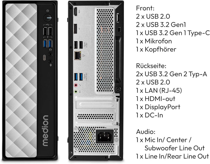 MEDION T80 Multimedia Mini PC (Intel Core i5-12450H, 16GB DDR4 RAM, 512GB SSD, Intel UHD, WLAN, Wind