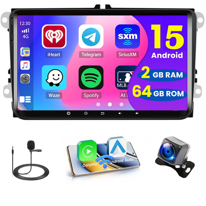 [2+64G] Hikity Android Autoradio Carplay für VW Golf 5 Golf 6 Passat Jetta Polo Candy Autoradio mit