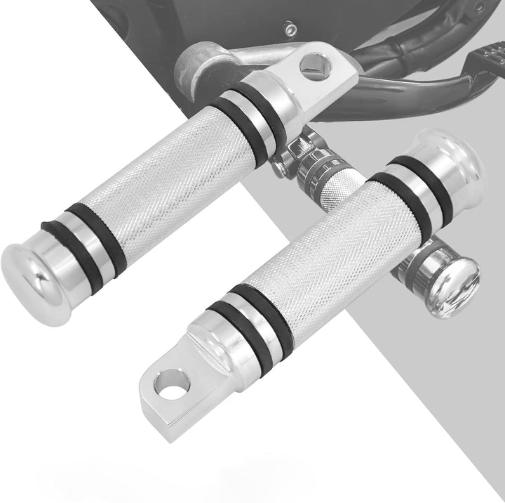 HDBUBALUS 1 Paar Billet CNC Silber Aluminium Motorrad Fussrasten für Harley Style männliche Fussrast