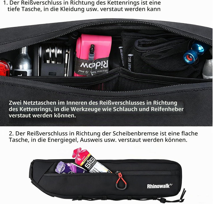 Rahmentasche Fahrrad Fahrradtasche Rahmen grosses Fassungsvermögen Dreiecktasche Rohrtasche Triangel
