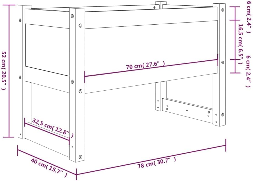 homiuse Pflanzkübel Weiss 78x40x52 cm Massivholz KieferHochbeet Blumentopf Gross PflanzküBel Gross A