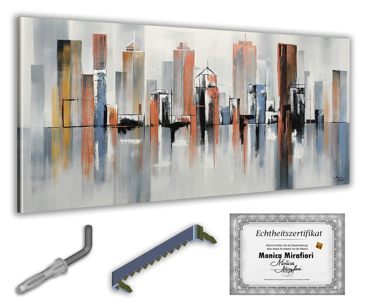 Monica Mirafiori I 100% HANDGEMALT I Gemälde Wolkenkratzer 100x50cm | Gemälde Handgemalt | Acrylgemä