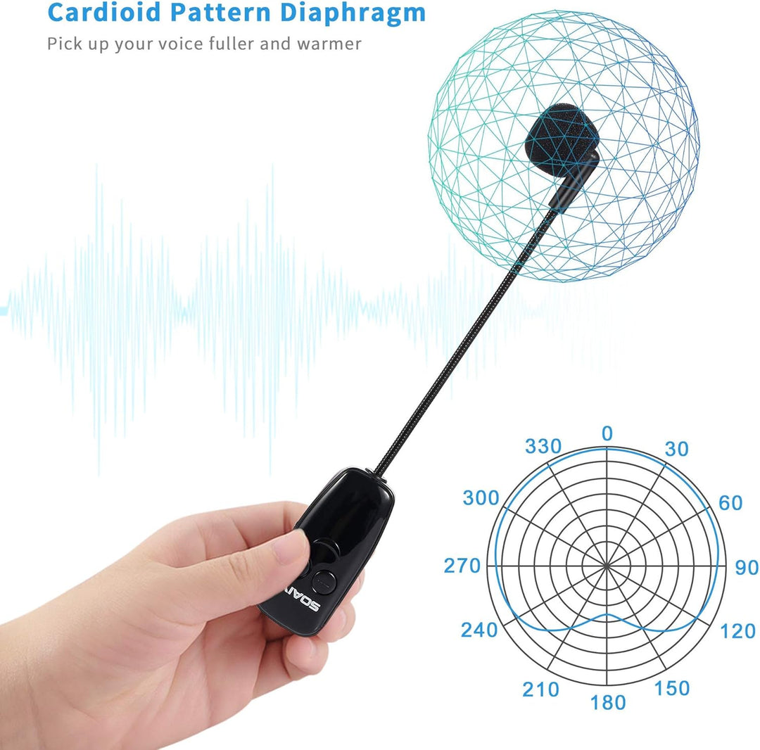 2in1 UHF drahtlos Headset Mikrofon wiederaufladbar 50M 6,35mm& 3,5mm Stecker kabellos Mikrofon für S