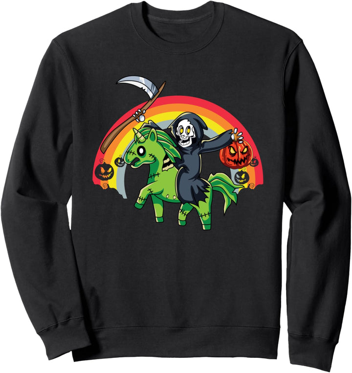 Reaper Riding Unicorn Halloween Costume Gothic Goth Punk Sweatshirt
