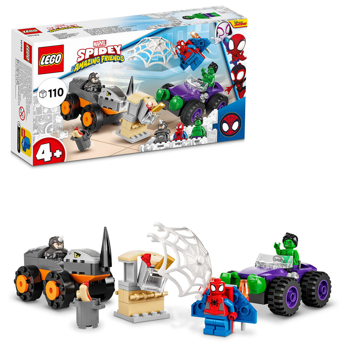 LEGO Marvel Spidey und Seine Super-Freunde Hulks und Rhinos Monster Truck-Duell, Spider-Man-Set, Sup