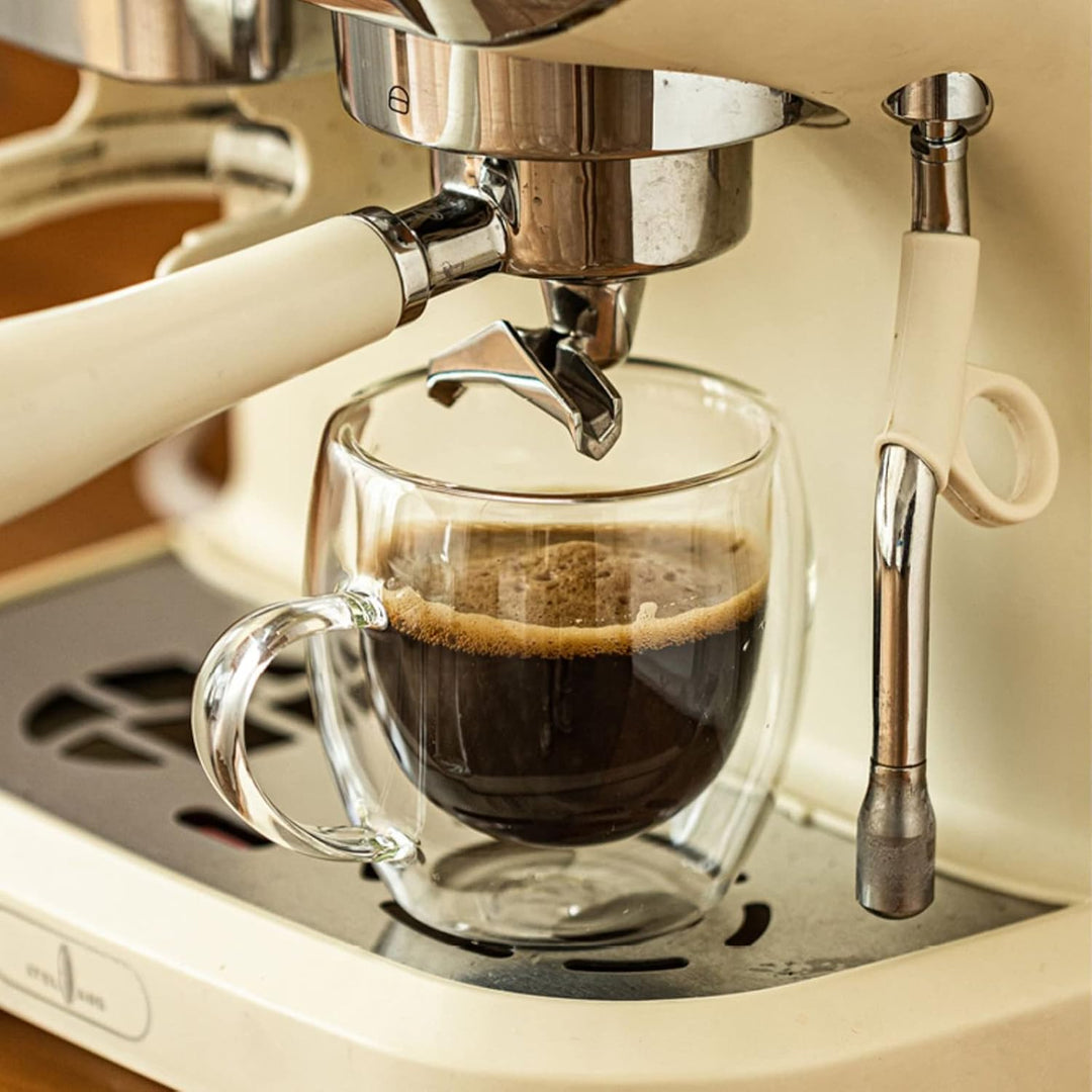 Espressotassen 80ml, 4er Set Espresso Gläser, doppelwandige Espressotassen Glas mit Henkel Kaffeetas