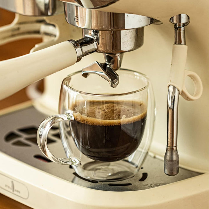 Espressotassen 80ml, 4er Set Espresso Gläser, doppelwandige Espressotassen Glas mit Henkel Kaffeetas