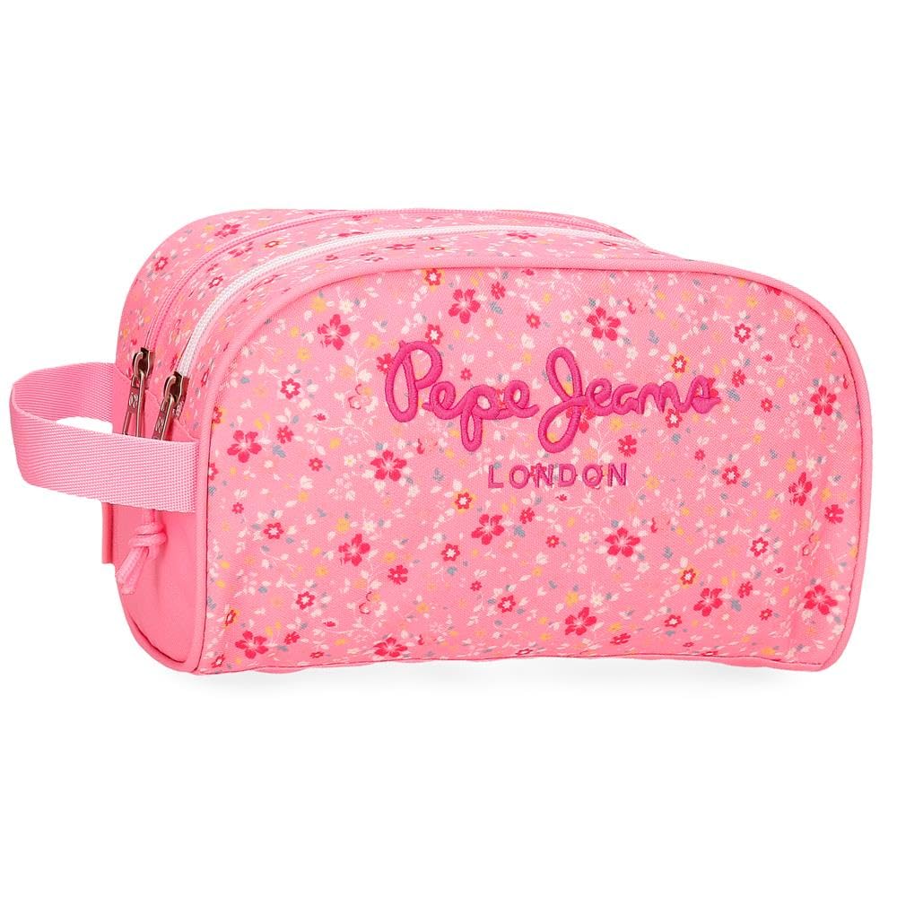 Pepe Jeans Kosmetiketui Rosa, Geblümt, Polyester, 26 x 16 x 10 cm, Reissverschluss, Damen, Reise/Und