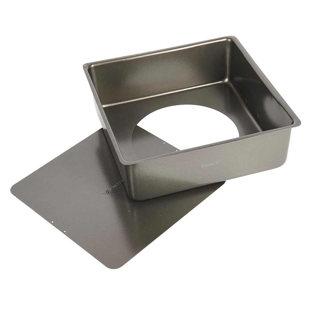 MasterClass Deep Cake Tin, 23cm Square Pan, With Loose Bottom, Non Stick, 1 mm Carbon Steel, PFOA fr