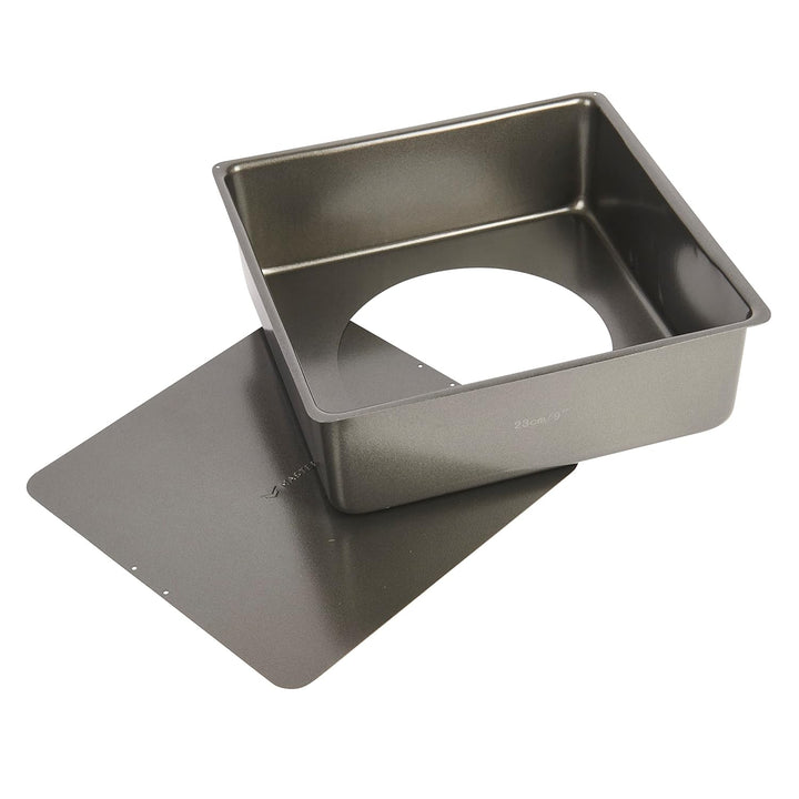 MasterClass Deep Cake Tin, 23cm Square Pan, With Loose Bottom, Non Stick, 1 mm Carbon Steel, PFOA fr