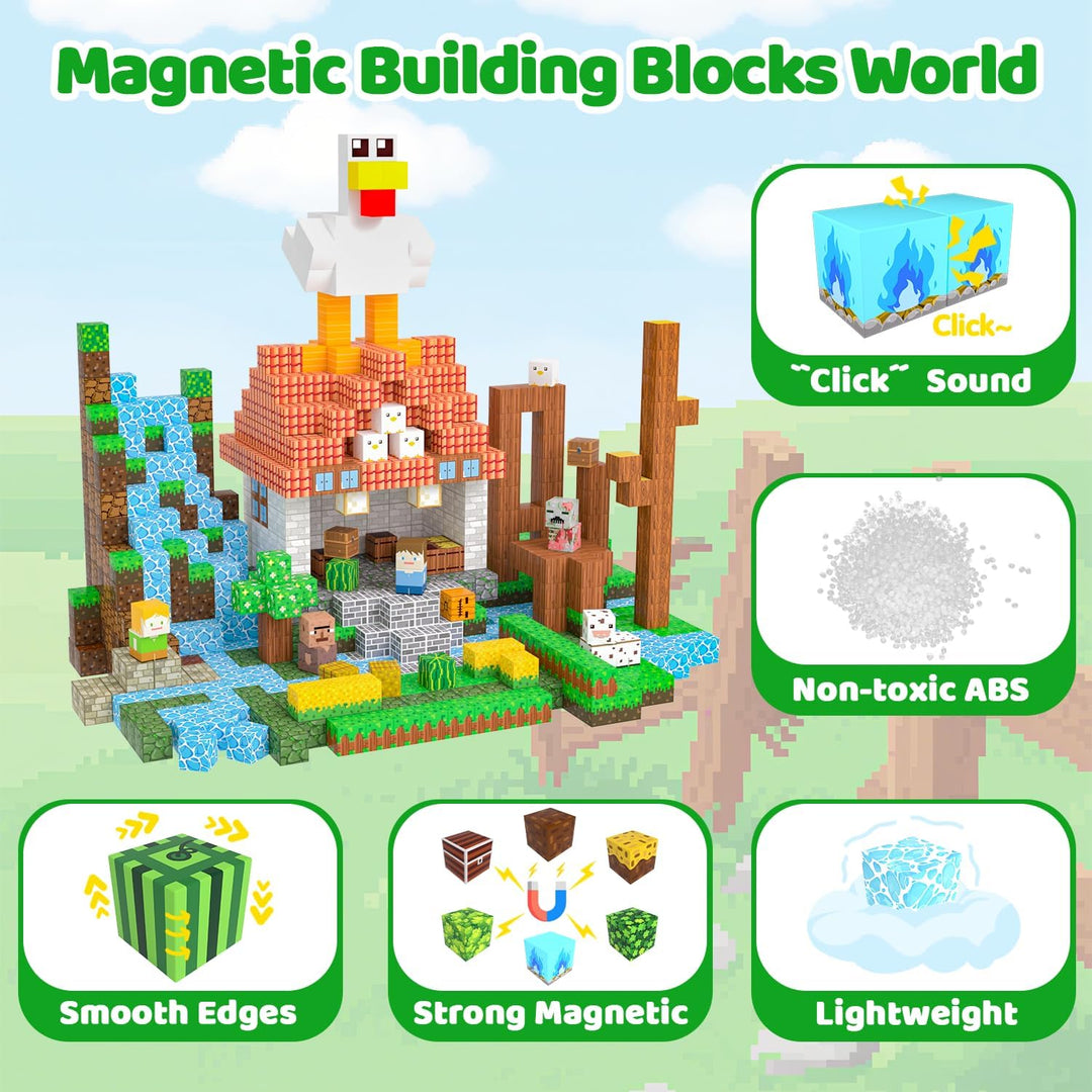 Magnetische Bausteine Bauspielzeug 150 Pcs Magnetbausteine für Kinder Montessori Kreative Spielzeug