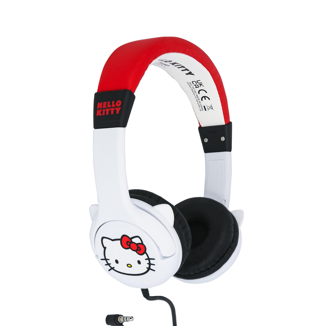 OTL Technologies HK1180 Hello Kitty Kopfhörer für Kinder, kabelgebunden, mit geformten Ohren, Weiss