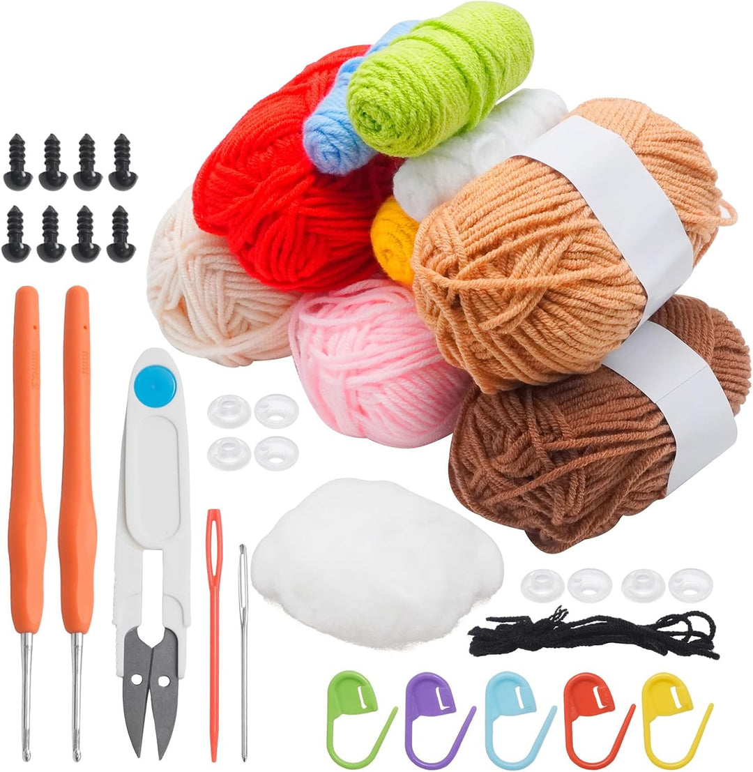 Hoypeyfiy Häkel-Set, Capybara-Stil Komplettes Häkeltiere Set mit Video-Anleitung Einfache Häkelanlei