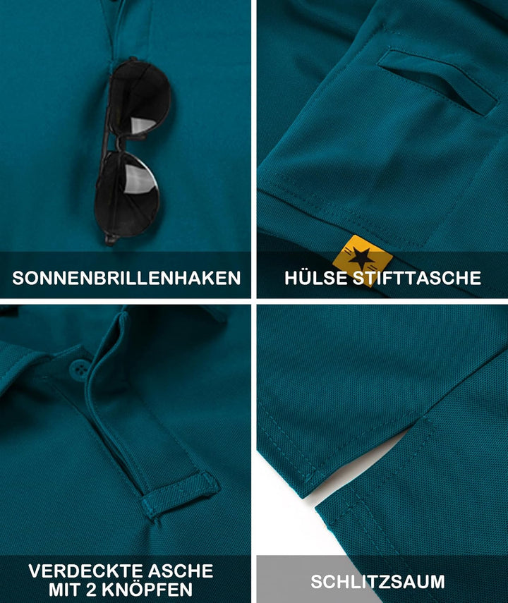 JACKETOWN Herren Kurzarm Poloshirt Schnelltrocknend Atmungsaktives Tshirt Tennis Sommer Poloshirts M