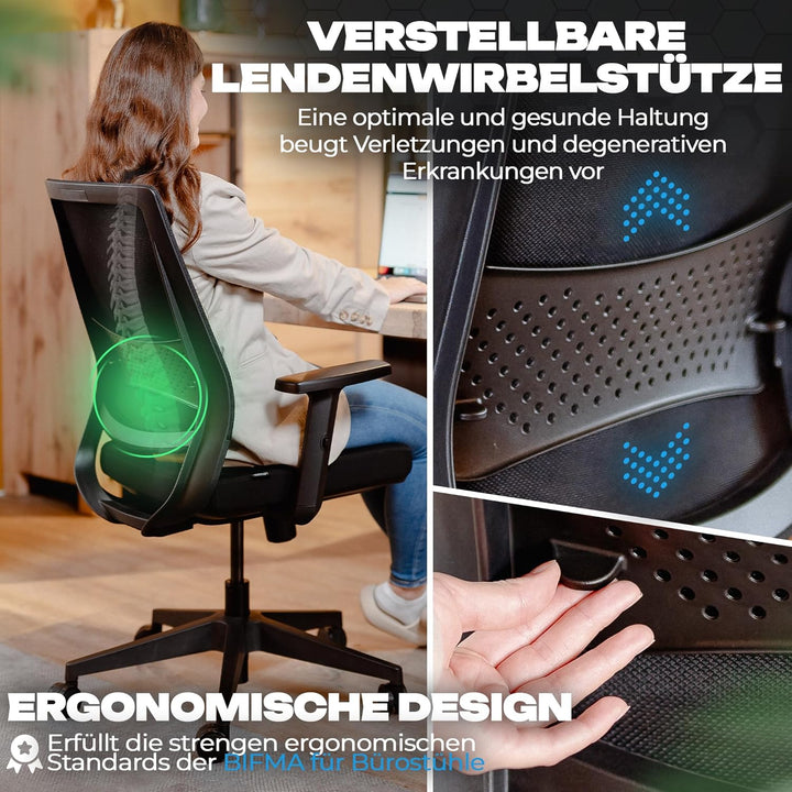 VALKENSTOL M2 Ergonomischer Bürostuhl 150 kg [ohne Kopfstütze] Schreibtischstuhl Ergonomisch Bürostu