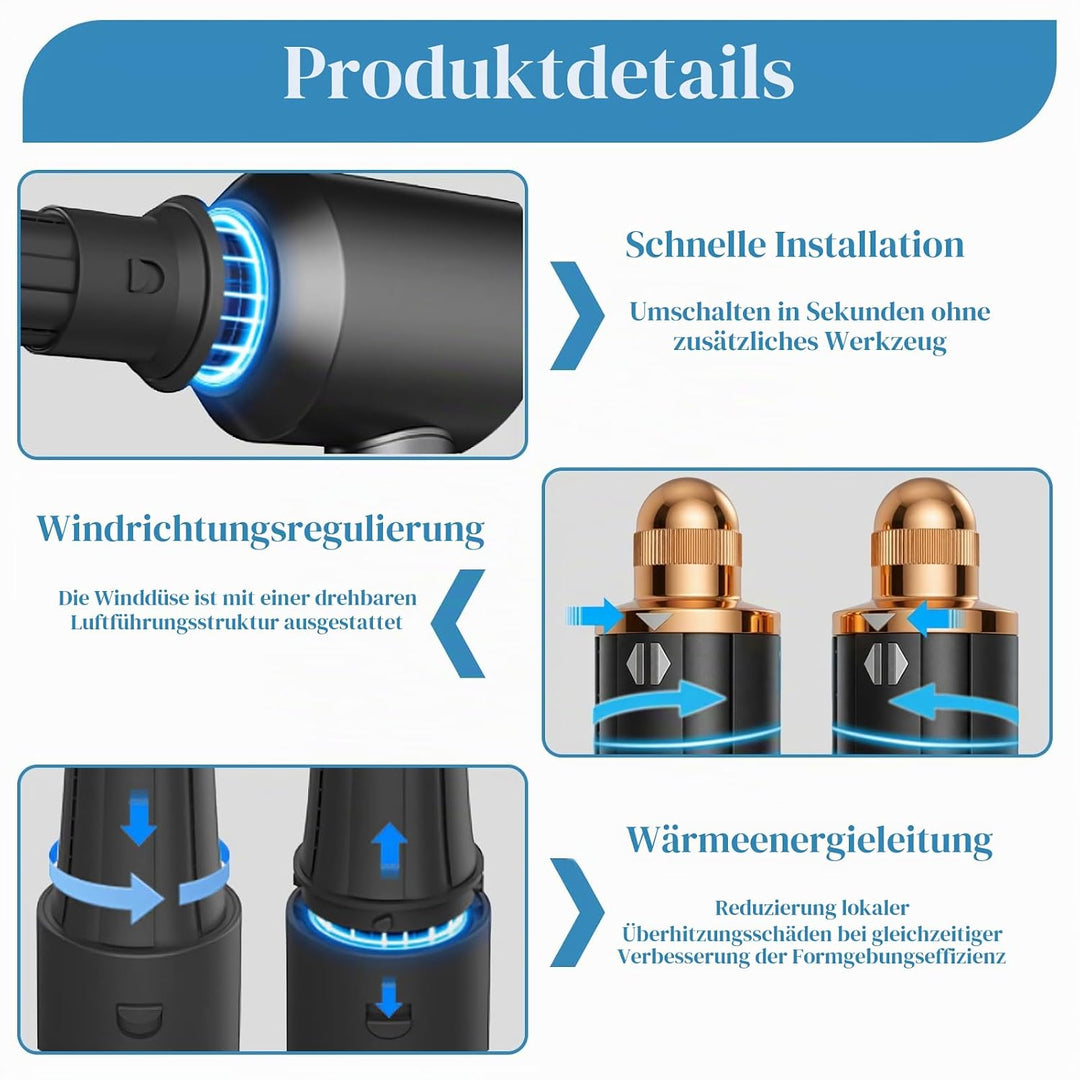 Konischer Lockenaufsatz 40mm, kompatibel mit HS01/HS05/HS08, Luftstrom für voluminöse Locken, Hairst