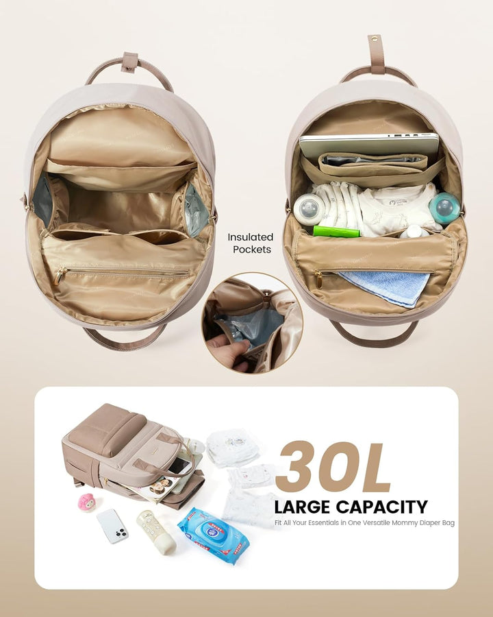 LOVEVOOK Wickelrucksack Gross Baby Wickeltasche Rucksack mit Wickelauflage Diaper Bag mit Kinderwage