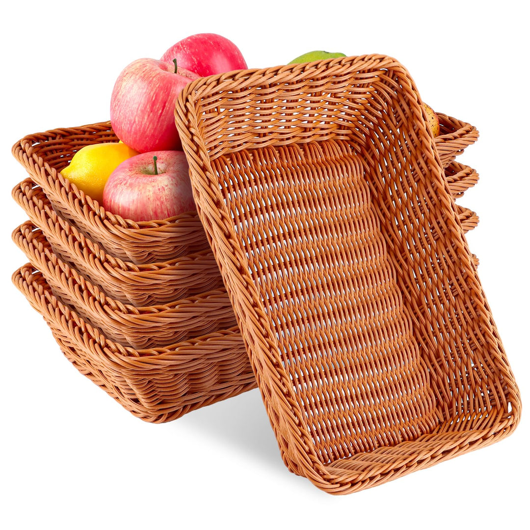DAJAVE 5er Set Brötchenkorb 35 x 25 x 7 cm Brotkörbchen Brotkorb Geflochten Wicker Basket Rattan Kor