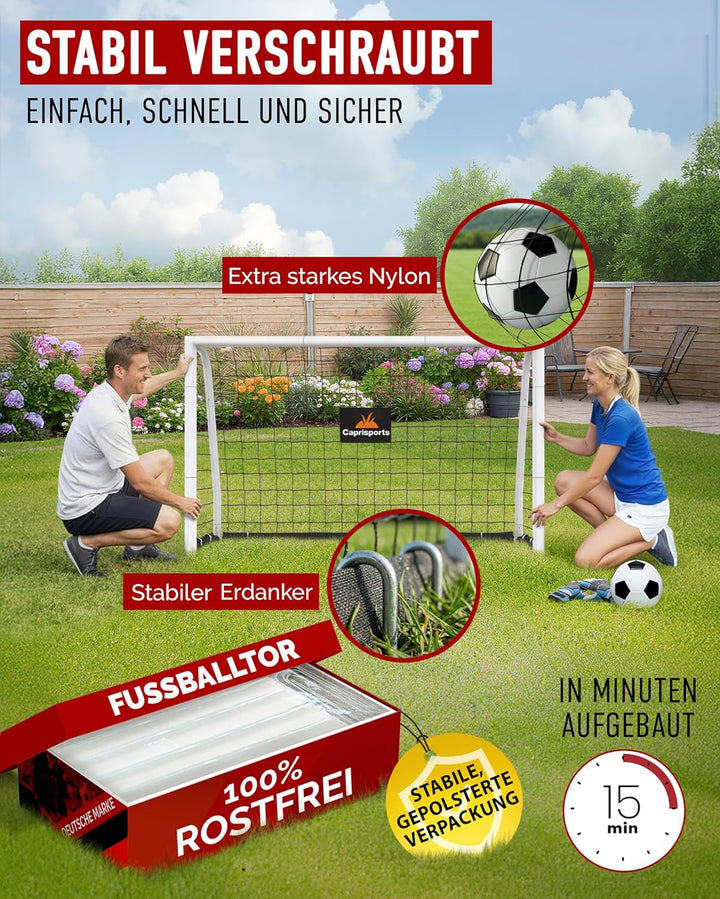 Fussballtor Kinder [EXTREM STABIL] - [ROSTFREI] Fussballtore für Garten Kinder - Fussball Tor mit Er