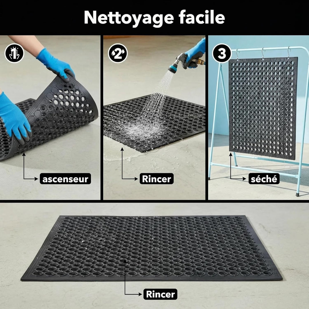 Strapazierfähige Gummimatte mit rundem Loch-Design, rutschfeste, wasserdichte Matte für den Innen- u
