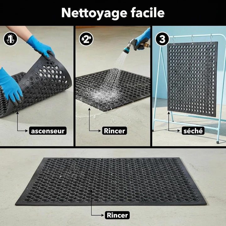 Strapazierfähige Gummimatte mit rundem Loch-Design, rutschfeste, wasserdichte Matte für den Innen- u