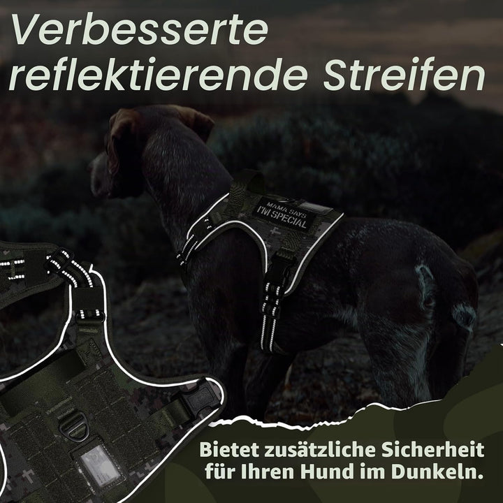 rabbitgoo Hundegeschirr Grosse Hunde Anti-Zug, L, Grünes Tarnmuster | MOLLE-System, Heavy Duty, Sich