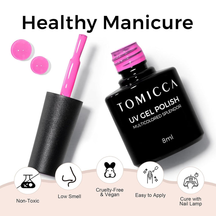 TOMICCA UV Nagellack Neon Set, 10 Farben Orange Gelb Rosa Grün Blau Violett Soak-Off Gel Nagellack U