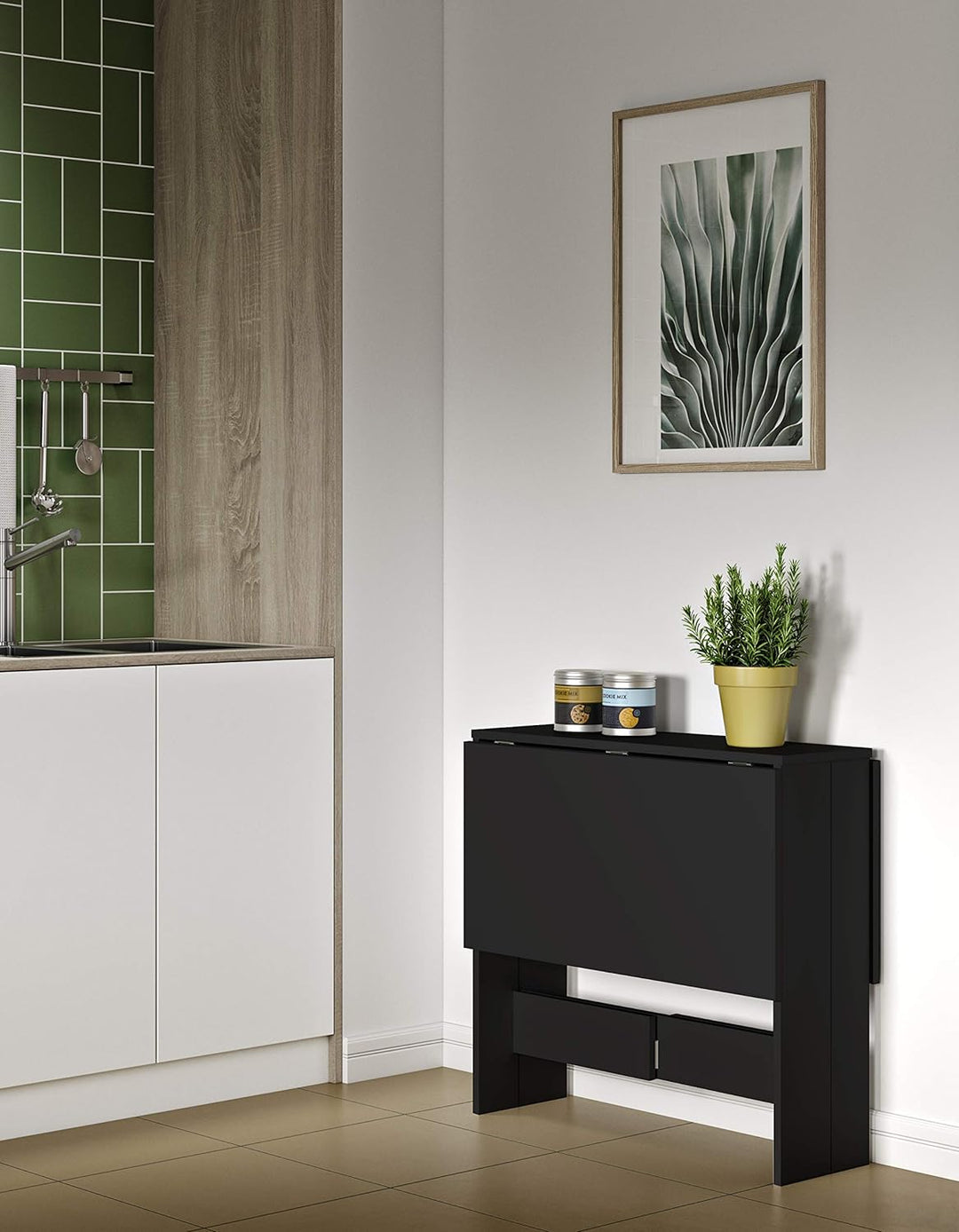Symbiosis Klapptisch, Holzwerkstoff, Schwarz, 76 x 103 x 73.4 cm, Schwarz