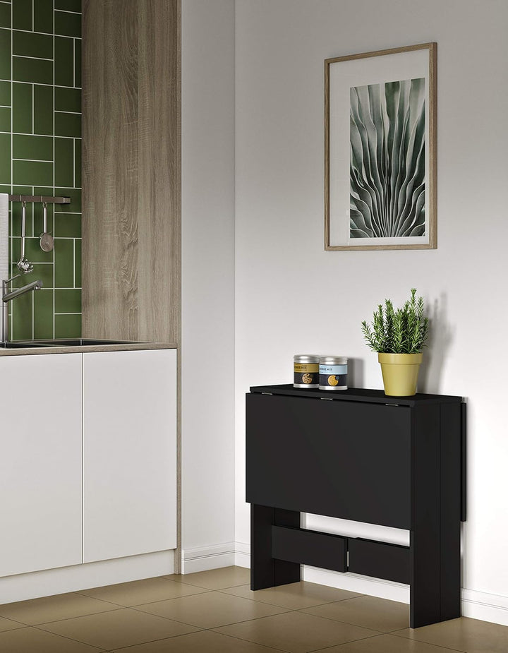 Symbiosis Klapptisch, Holzwerkstoff, Schwarz, 76 x 103 x 73.4 cm, Schwarz