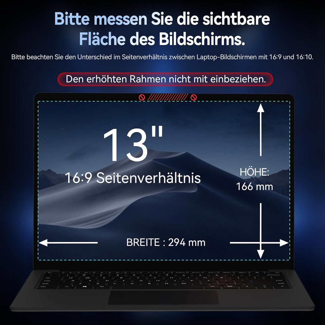 Protescreen 360° Laptop Sichtschutz 13.3 Zoll, Anti Blaulicht Blendschutz Displayschutz, 4 Wege Blic