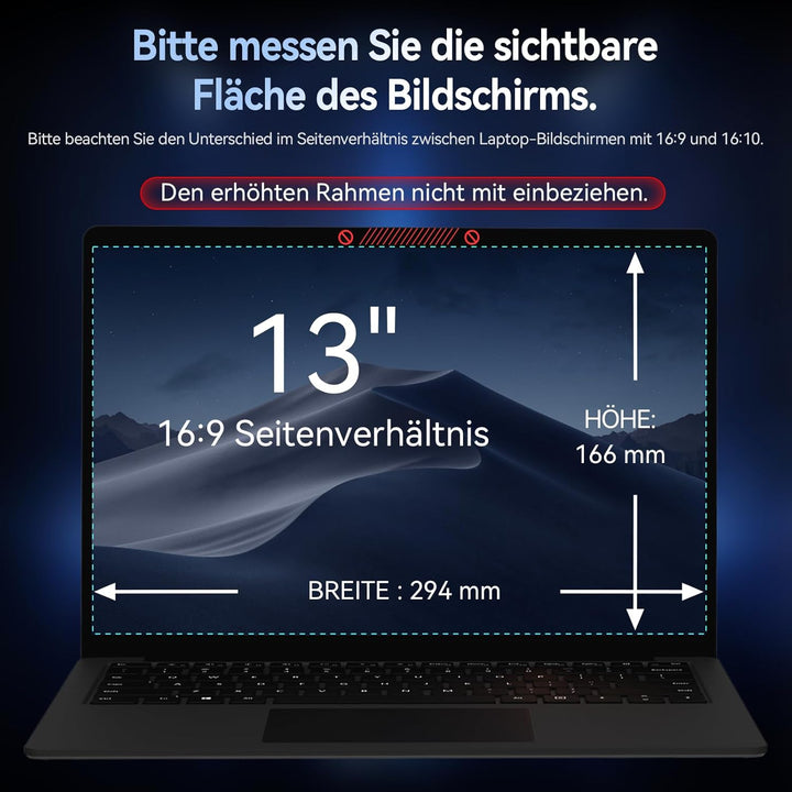 Protescreen 360° Laptop Sichtschutz 13.3 Zoll, Anti Blaulicht Blendschutz Displayschutz, 4 Wege Blic