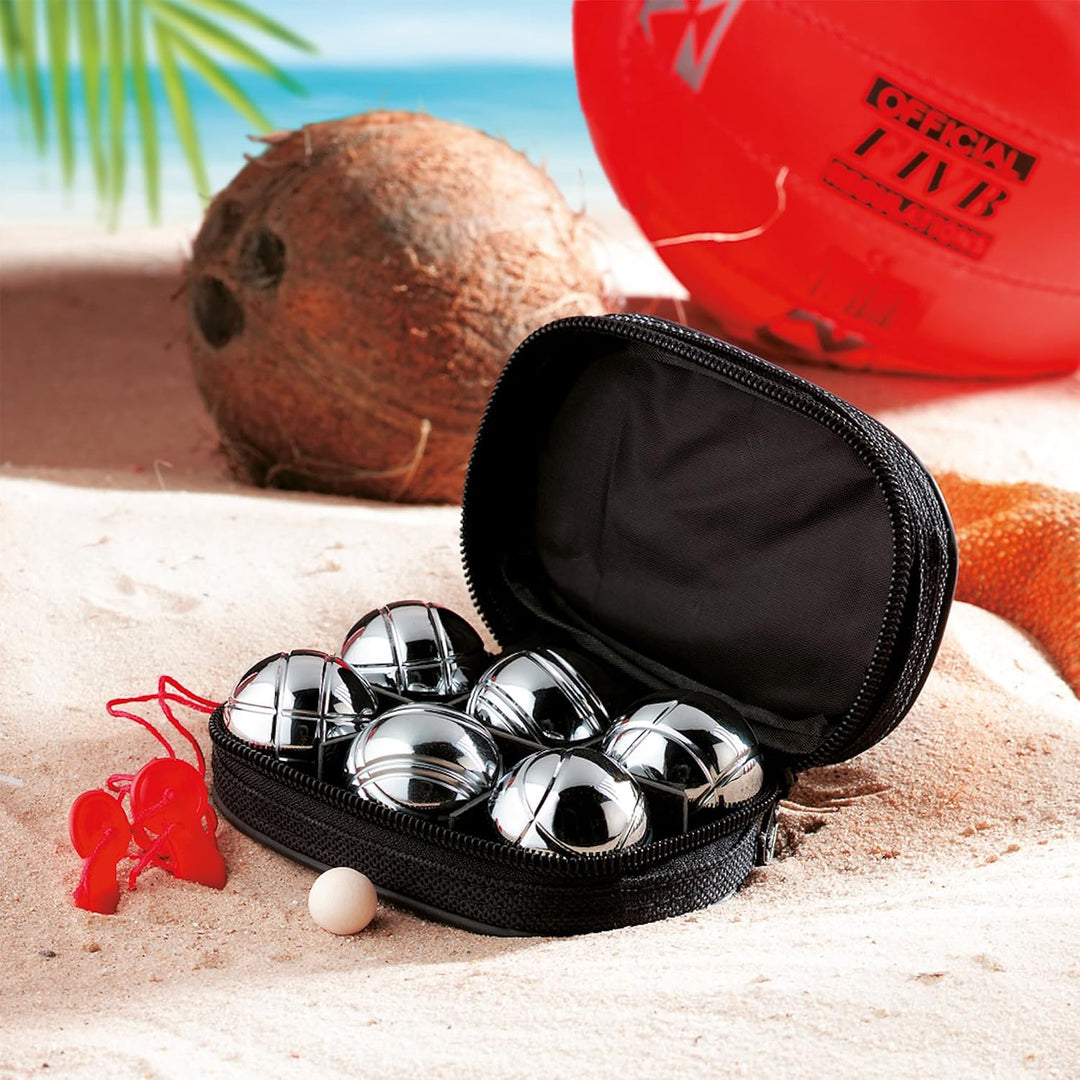 noTrash2003 David Mini Boule Set für die Hosentasche, Mini Boccia & Petanque Set mit 6 Metallkugeln
