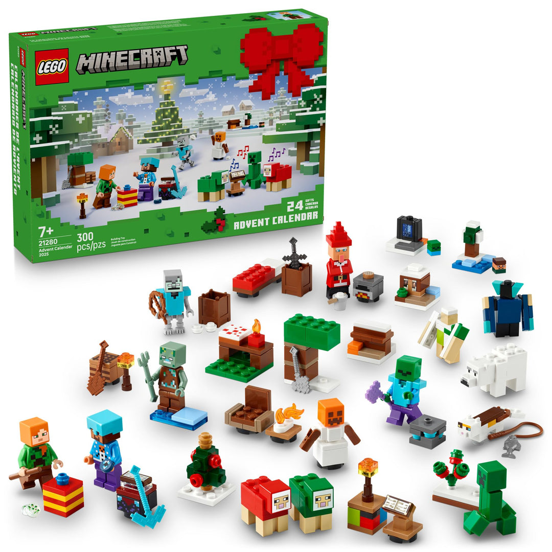 LEGO 21280 Minecraft Adventskalender 2025 - Bauspielzeug für Kinder Urlaub Countdown Set für Jungen