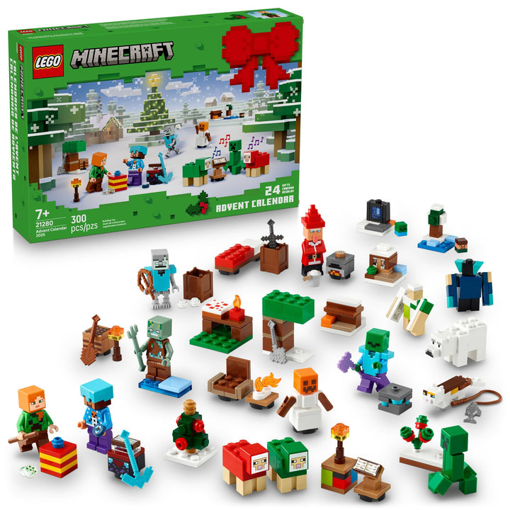LEGO 21280 Minecraft Adventskalender 2025 - Bauspielzeug für Kinder Urlaub Countdown Set für Jungen