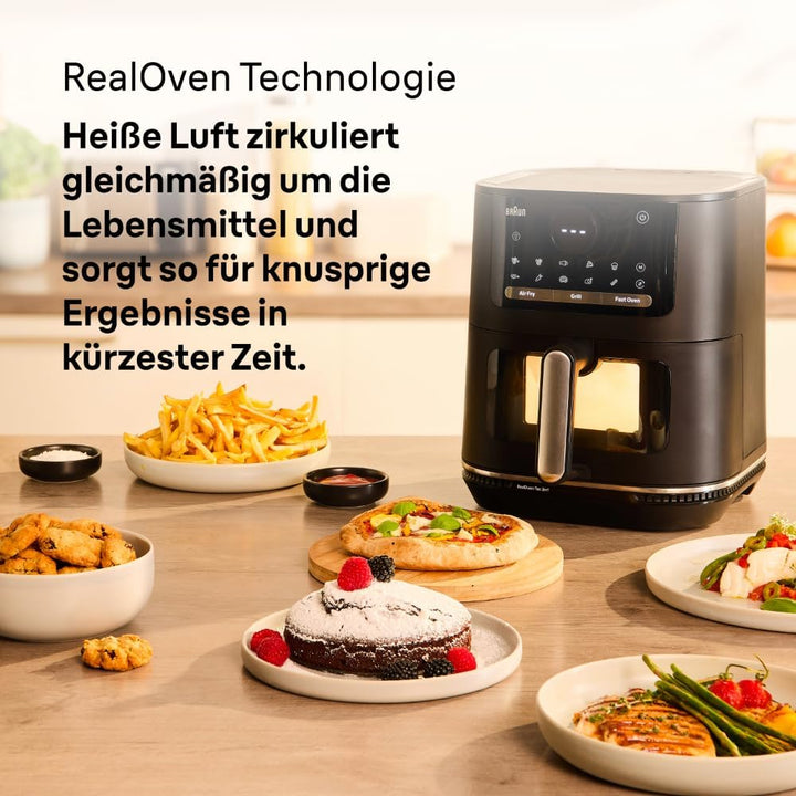Braun MultiFry 5 HF5073IBK, 3-in-1 Heissluftfritteuse, 6L Airfryer, 80-220°, 20 Programme, spülmasch