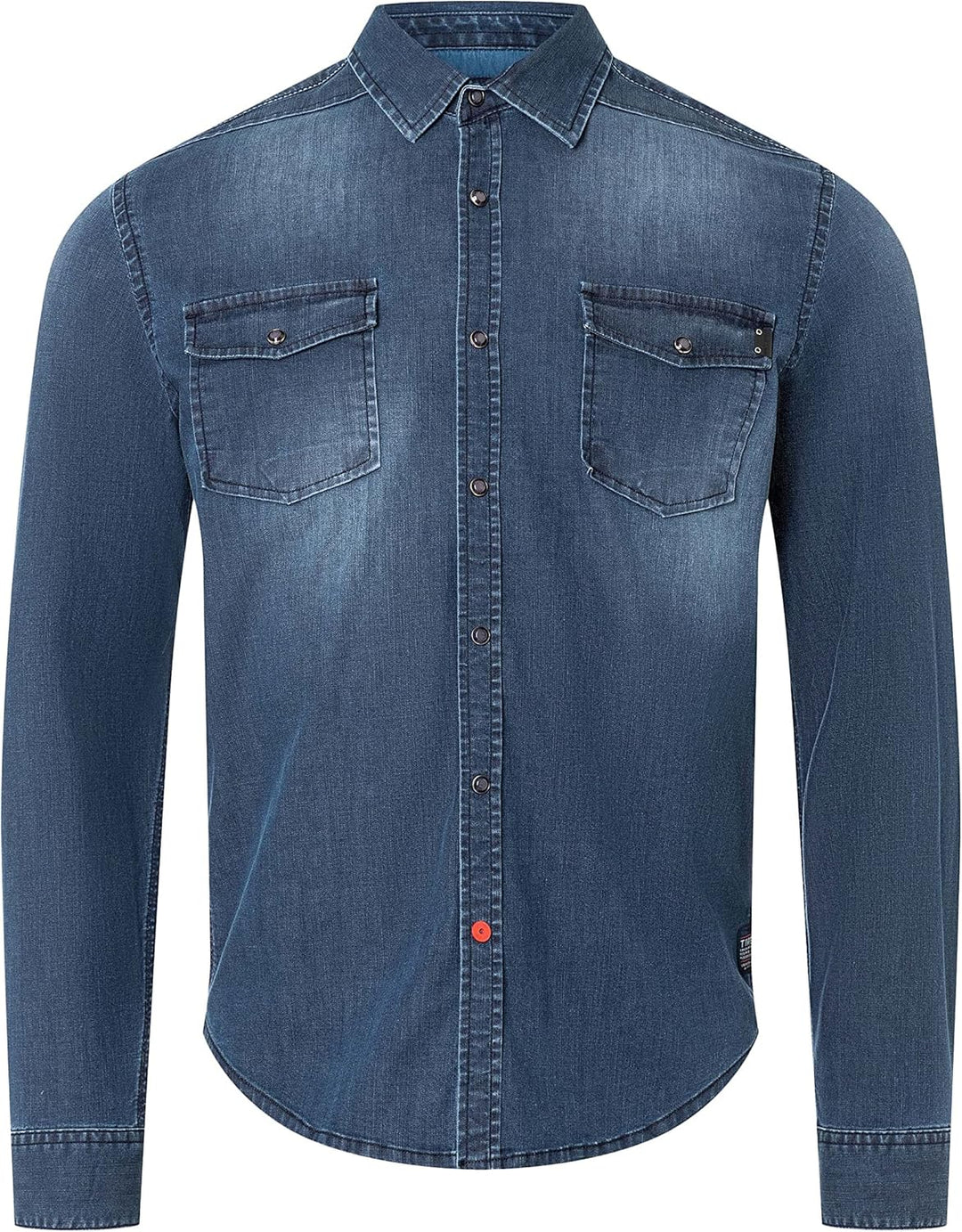 Timezone Herren Stretch Denim Shirt Hemd L Light Indigo Wash, L Light Indigo Wash