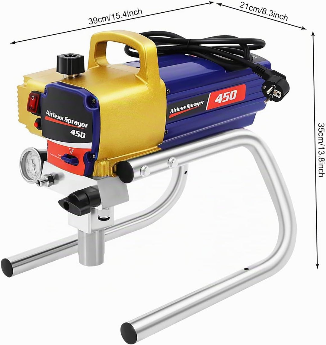 Airless Farbsprühsystem Farbsprühgerät 1500W 22Mpa Hochdruck-Sprühmaschine Düsendurchmesser: 0.15mm~