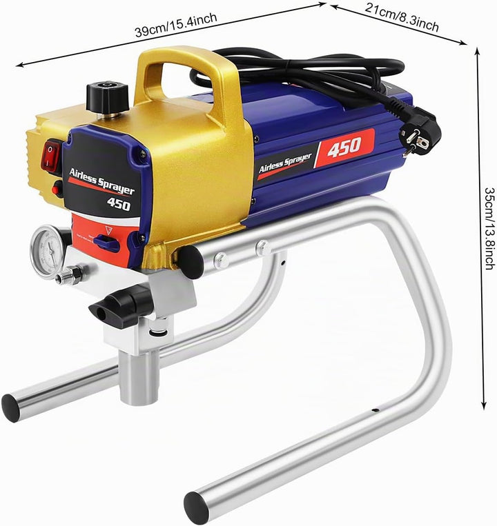 Airless Farbsprühsystem Farbsprühgerät 1500W 22Mpa Hochdruck-Sprühmaschine Düsendurchmesser: 0.15mm~