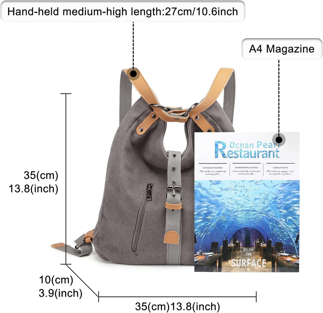 KONO Handtasche Canvas Rucksack Damen Gross Taschen Shopper Schultertaschen Multifunktional Umhängen