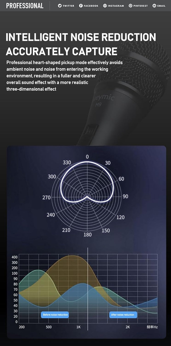 M9 Dynamic Vocal Classic Style Microphone Audio Classic Professional Dynamic Cardioid Unidirectional