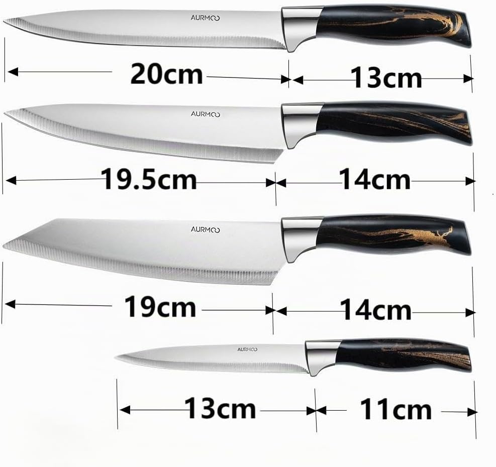 Messerset, Scharfes Küchenmesser Set 6-teilig, Messer Kochmesser Set aus Edelstahl, Messer Set Profi