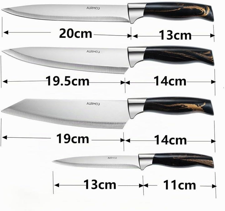 Messerset, Scharfes Küchenmesser Set 6-teilig, Messer Kochmesser Set aus Edelstahl, Messer Set Profi