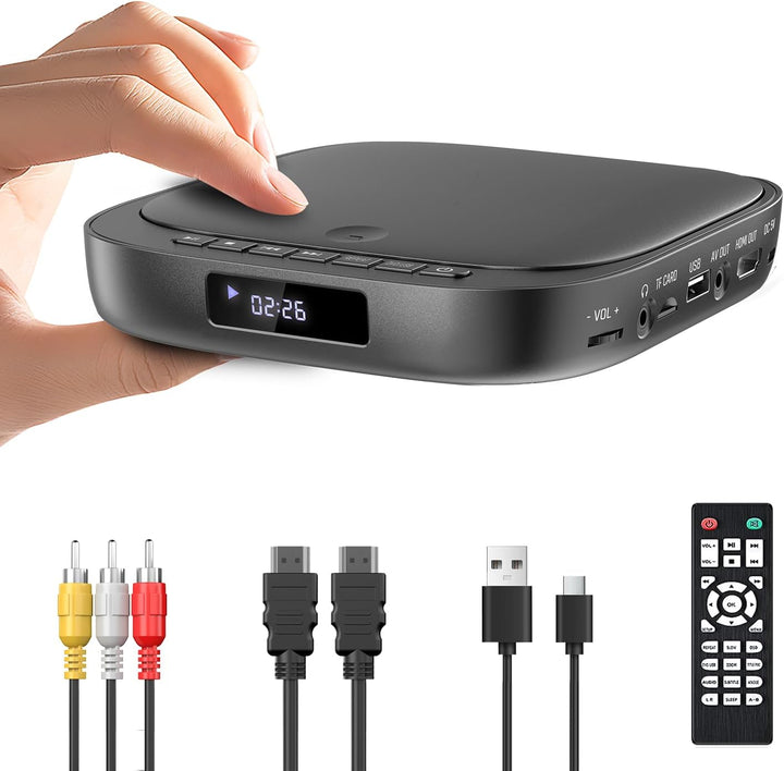 Desobry DVD Player für Fernseher, HD 1080p DVD-Player, Region Free DVD Player Mit USB/TF-Karteneinga