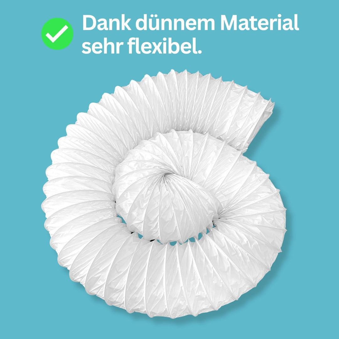Home Melody Abluftschlauch 100mm 6 Meter PVC flexibel für mobile Klimaanlagen, Wäschetrockner, Abzug