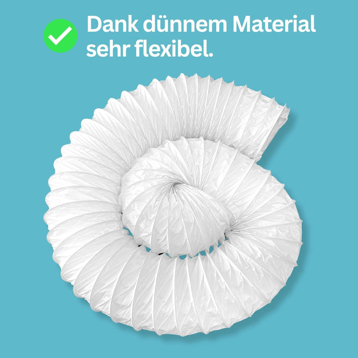 Home Melody Abluftschlauch 100mm 6 Meter PVC flexibel für mobile Klimaanlagen, Wäschetrockner, Abzug