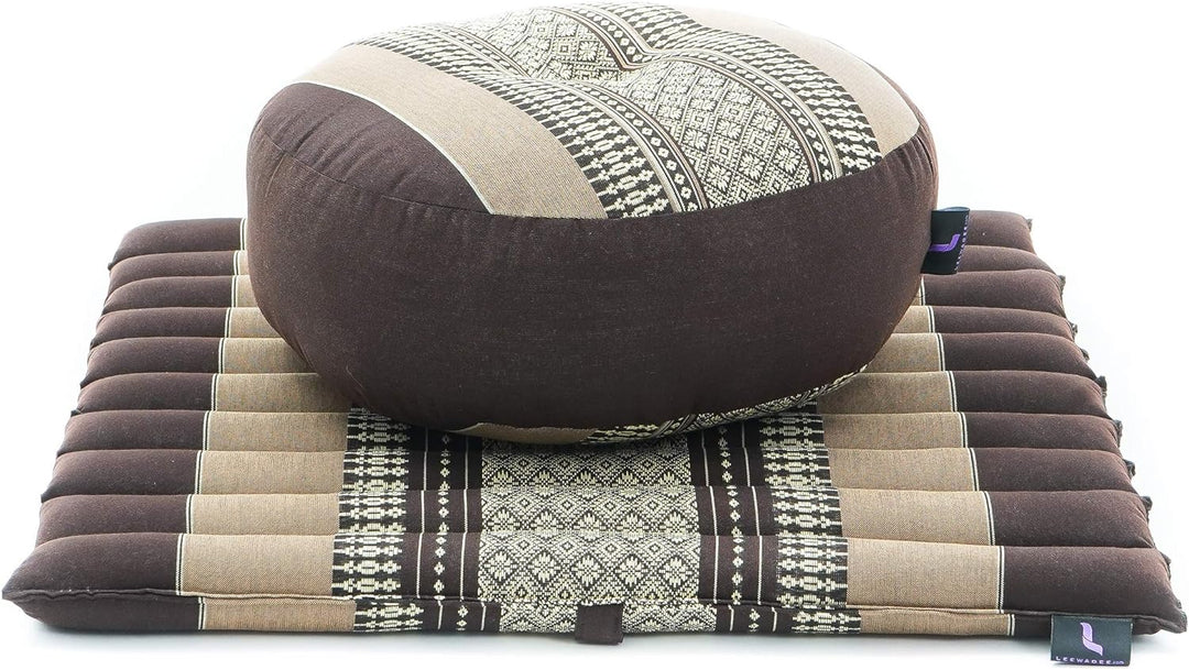 Leewadee Meditationsset Yogaset aus Meditationskissen Zafu und Kleiner rollbarer Sitzmatte Zabuton Ö